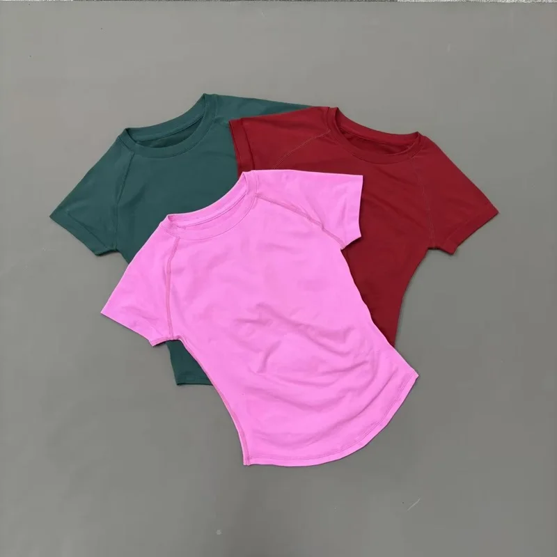 HISTELLO Df Solid Color Sports Short Sleeve Top Women Seamless Yoga Clothing Fitness T Shirts Gym Leotard Workout Sports Vest