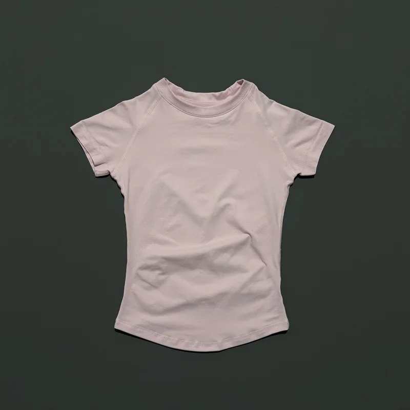 HISTELLO Df Solid Color Sports Short Sleeve Top Women Seamless Yoga Clothing Fitness T Shirts Gym Leotard Workout Sports Vest