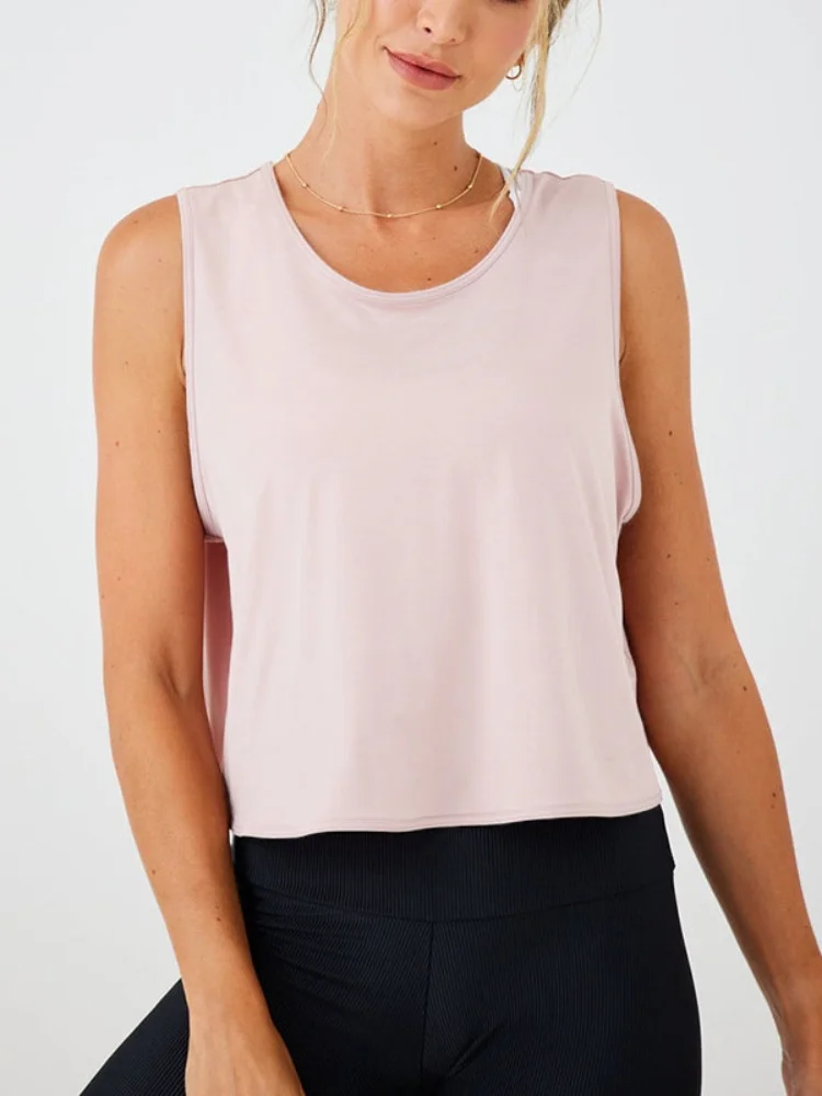 Women'S Solid Color Top Women'S Sports Suspender Top Women'S Fashion Hollow Back Sports Running Fitness Casual Hundred Yoga Top
