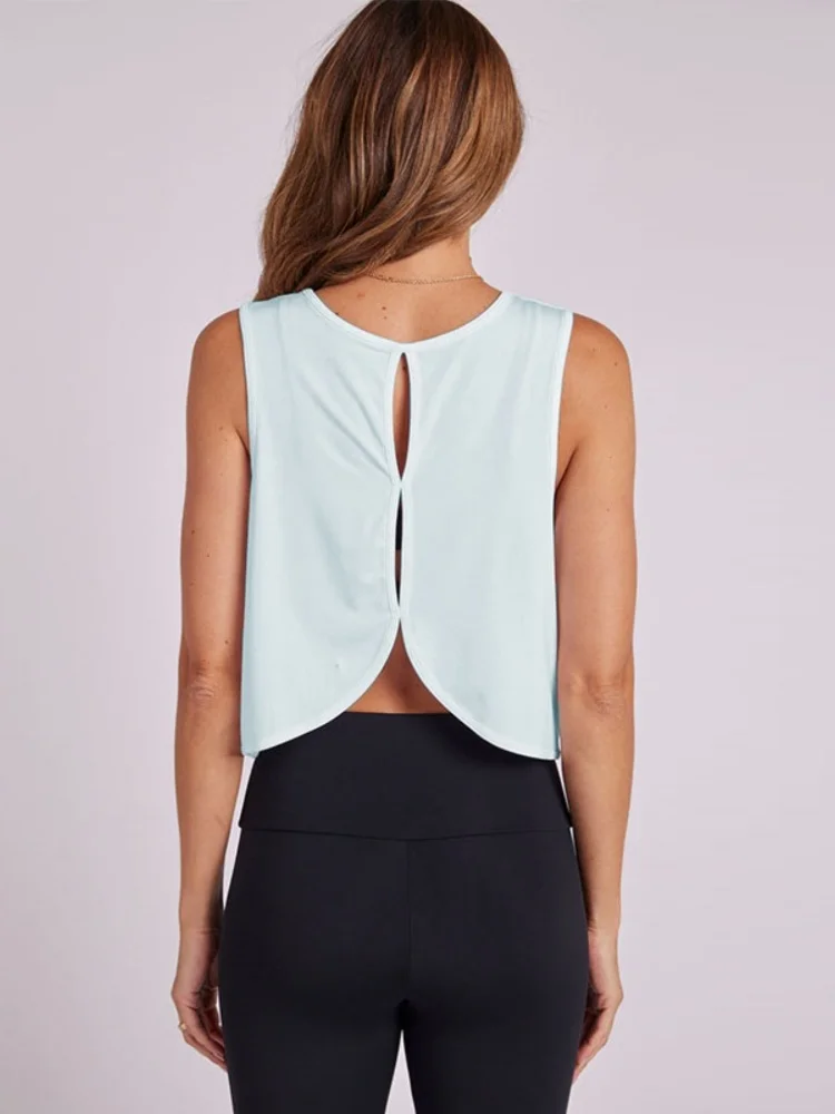 Women'S Solid Color Top Women'S Sports Suspender Top Women'S Fashion Hollow Back Sports Running Fitness Casual Hundred Yoga Top