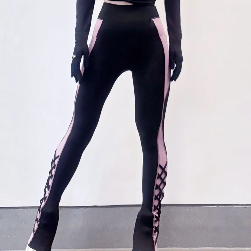Professional Ice Skating Pants, Flower Skating Training Pants, High Waist Slimming, High Elasticity, Ultra Soft and Slim Fitting