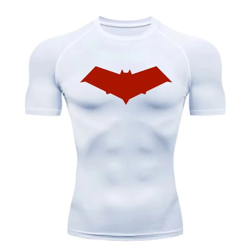 Bat Print Men's Compression T-Shirt Quick Dry Gym Workout Top | Summer Fitness Rashguard for Running & MMA ZY0037