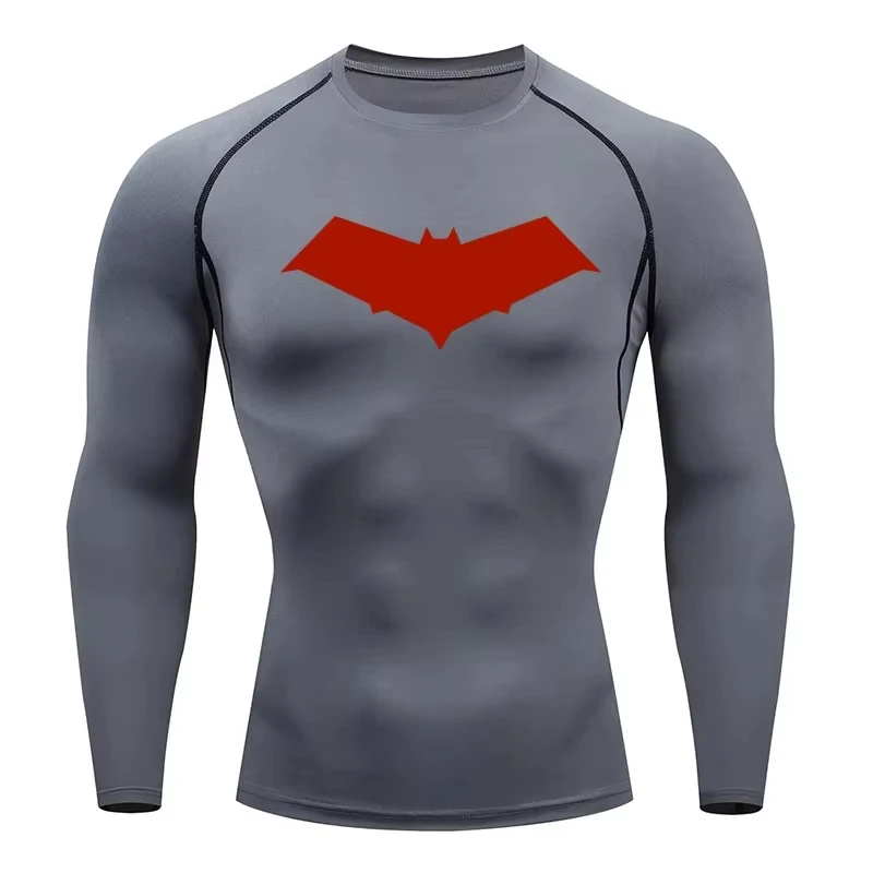 Bat Print Men's Compression T-Shirt Quick Dry Gym Workout Top | Summer Fitness Rashguard for Running & MMA ZY0037