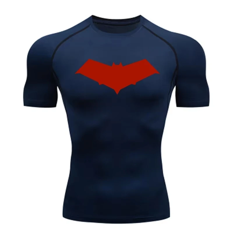 Bat Print Men's Compression T-Shirt Quick Dry Gym Workout Top | Summer Fitness Rashguard for Running & MMA ZY0037