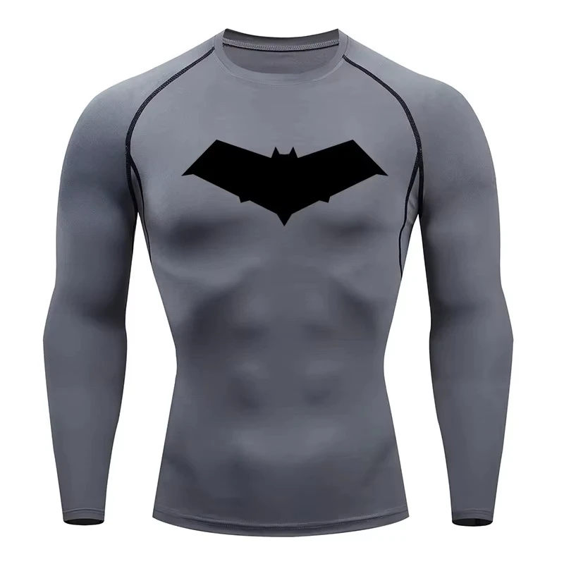 Bat Print Men's Compression T-Shirt Quick Dry Gym Workout Top | Summer Fitness Rashguard for Running & MMA ZY0037