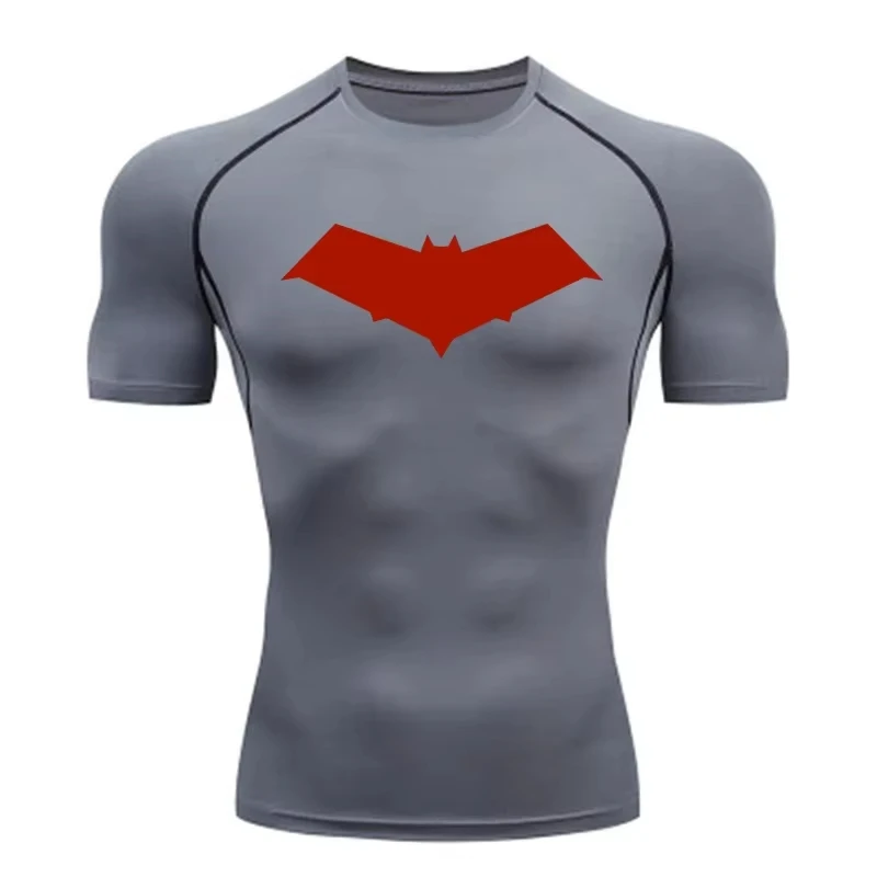 Bat Print Men's Compression T-Shirt Quick Dry Gym Workout Top | Summer Fitness Rashguard for Running & MMA ZY0037