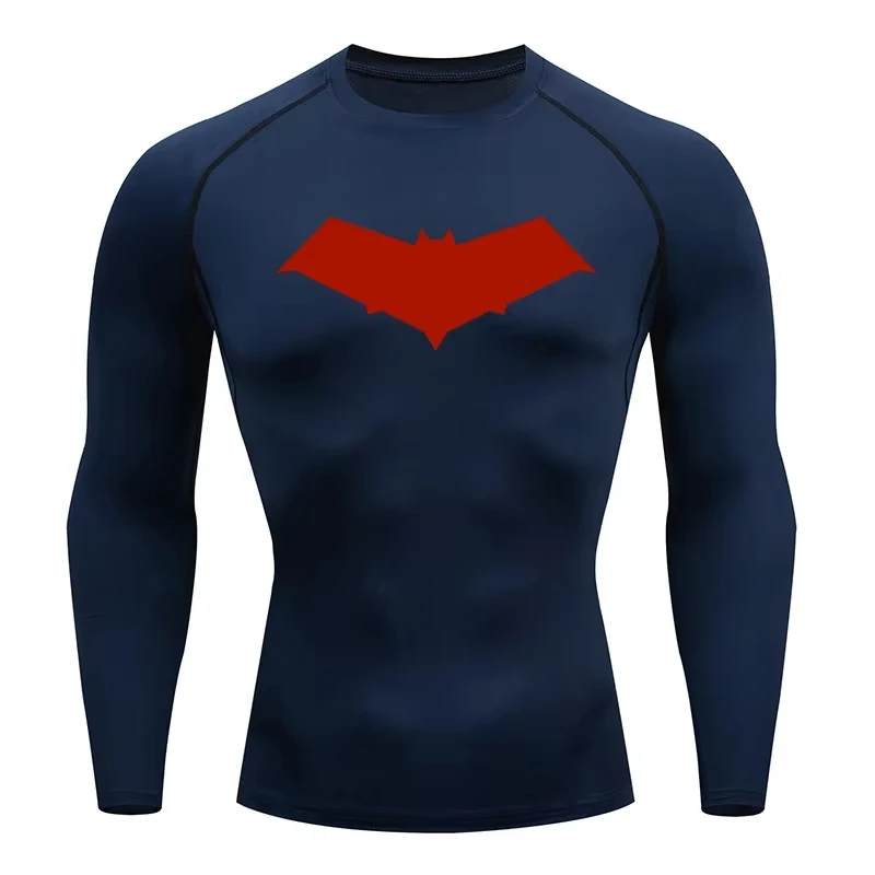 Bat Print Men's Compression T-Shirt Quick Dry Gym Workout Top | Summer Fitness Rashguard for Running & MMA ZY0037