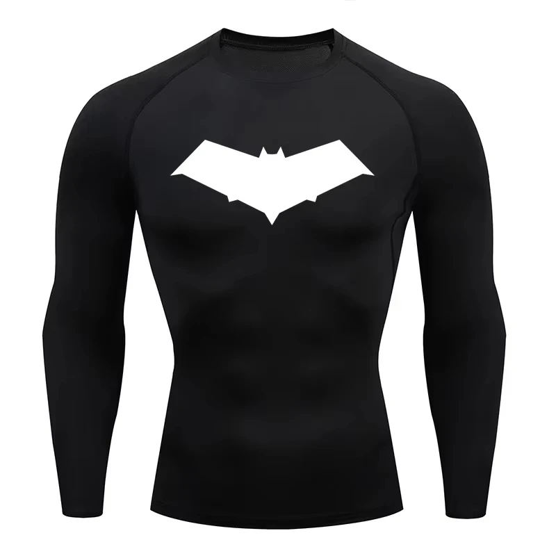 Bat Print Men's Compression T-Shirt Quick Dry Gym Workout Top | Summer Fitness Rashguard for Running & MMA ZY0037
