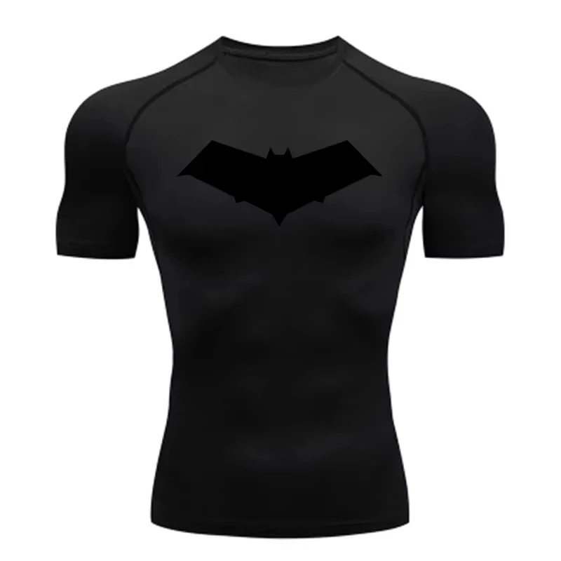 Bat Print Men's Compression T-Shirt Quick Dry Gym Workout Top | Summer Fitness Rashguard for Running & MMA ZY0037