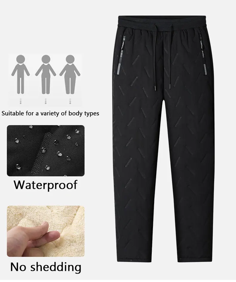 Winter Running Pant Cashmere Thicken Fleece Windproof Sweatpants Men Joggers Cotton Warm Pants Male Waterproof Thermal Trousers