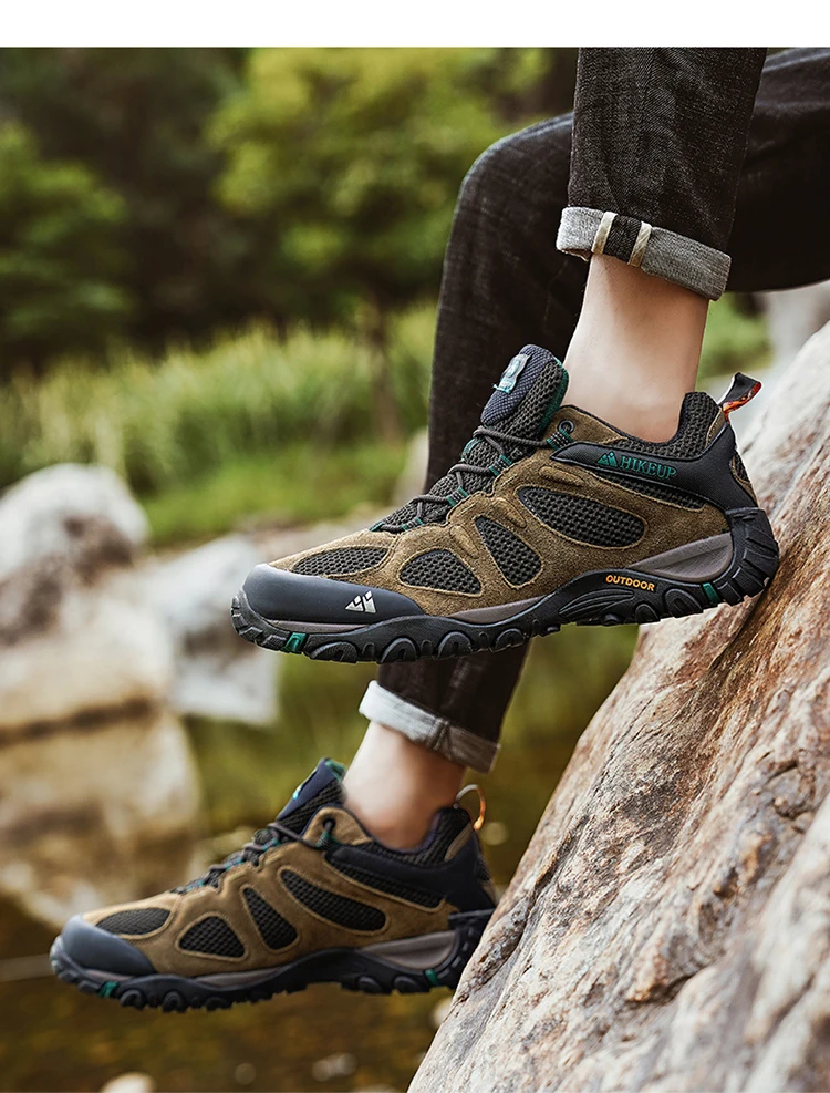 HIKEUP Men Shoes Breathable Splashproof Outdoor Hiking Shoes Mountain Climbing Sport Men Hunting Trekking Sneaker