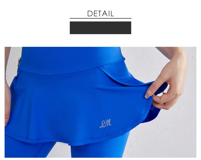High Waist Legging Nylon Elasticity Gymwear Workout Running Activewear Yoga Pant Hip Lifting Trainning Fake Two Skirt + Pants
