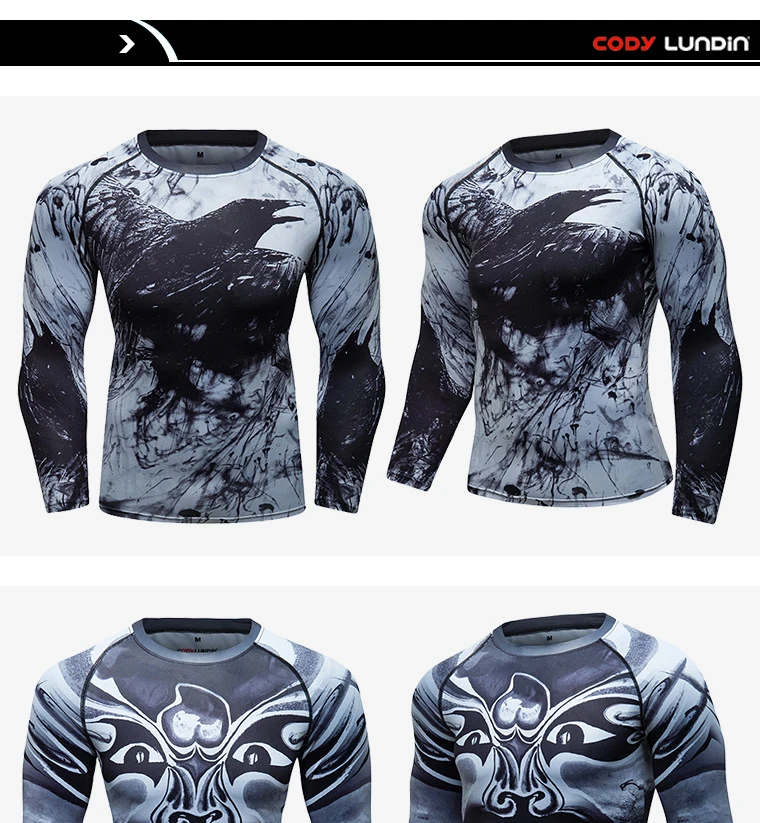 Mens BJJ MMA Rash Guard T-shirt  Fitness Sport Compression T-shirts New Boxing Jerseys Gym High-elasticity Workout T Shirts