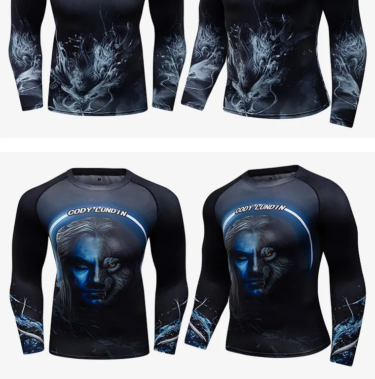 Mens BJJ MMA Rash Guard T-shirt  Fitness Sport Compression T-shirts New Boxing Jerseys Gym High-elasticity Workout T Shirts