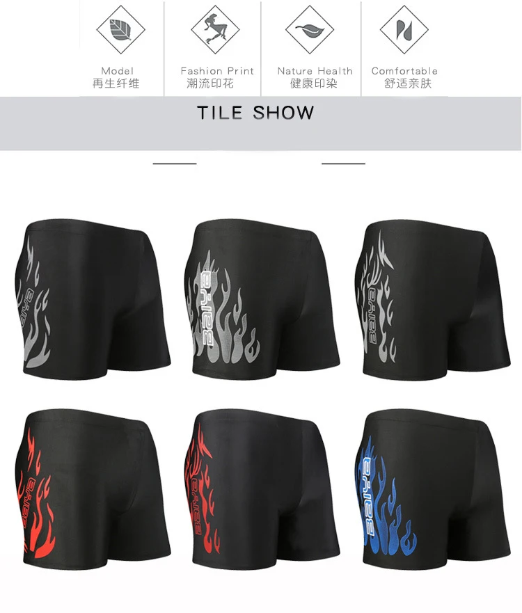 Men Elastic Swimming Trunks Swimwear Beach Swim Sport Short Briefs Surfing Summer Swimsuit Boxer Shorts Bathing Suit