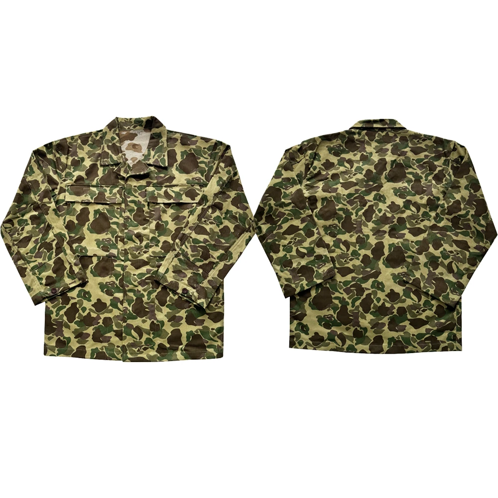WW2 US Soldier Uniform Duck Hunting Double-sided Camo Coat HBT Soldier Vintage Soldier Uniform Vintage Camouflage Jacket