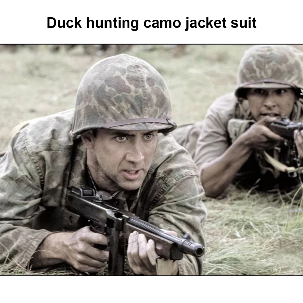 WW2 US Soldier Uniform Duck Hunting Double-sided Camo Coat HBT Soldier Vintage Soldier Uniform Vintage Camouflage Jacket