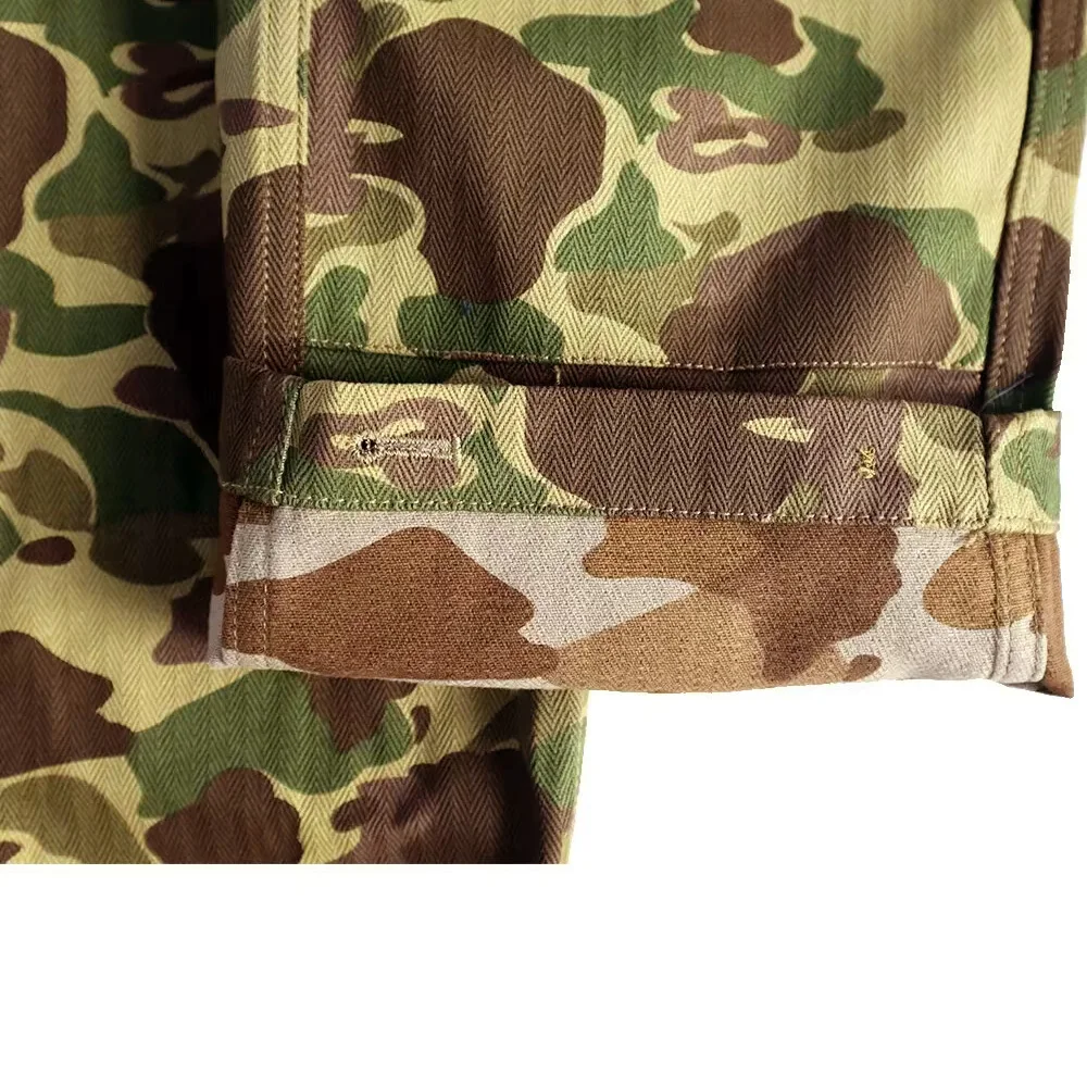 WW2 US Soldier Uniform Duck Hunting Double-sided Camo Coat HBT Soldier Vintage Soldier Uniform Vintage Camouflage Jacket