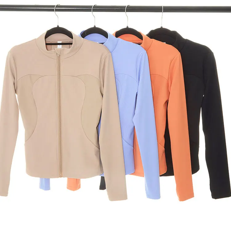 New Women Athletic Sports Shirt Close Fitting Long Sleeve Fitness Yoga Top With Thumb Holes Gym Jacket Female Running Coat