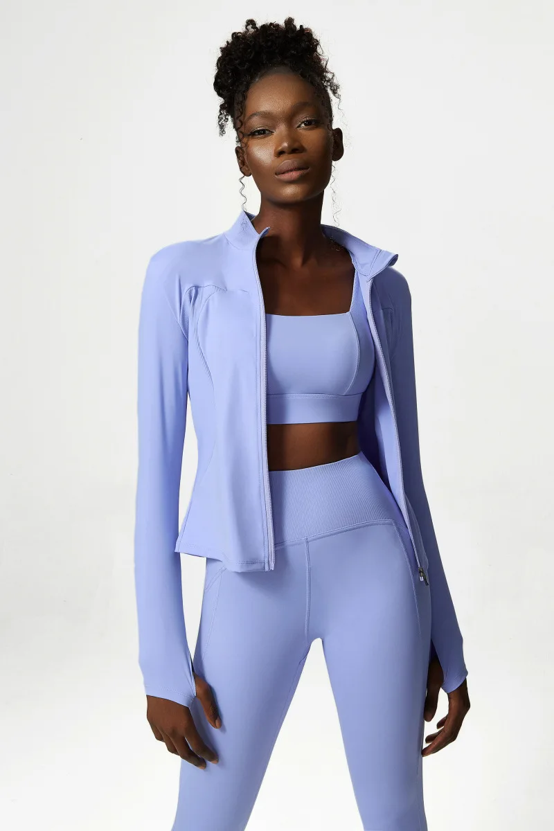 New Women Athletic Sports Shirt Close Fitting Long Sleeve Fitness Yoga Top With Thumb Holes Gym Jacket Female Running Coat