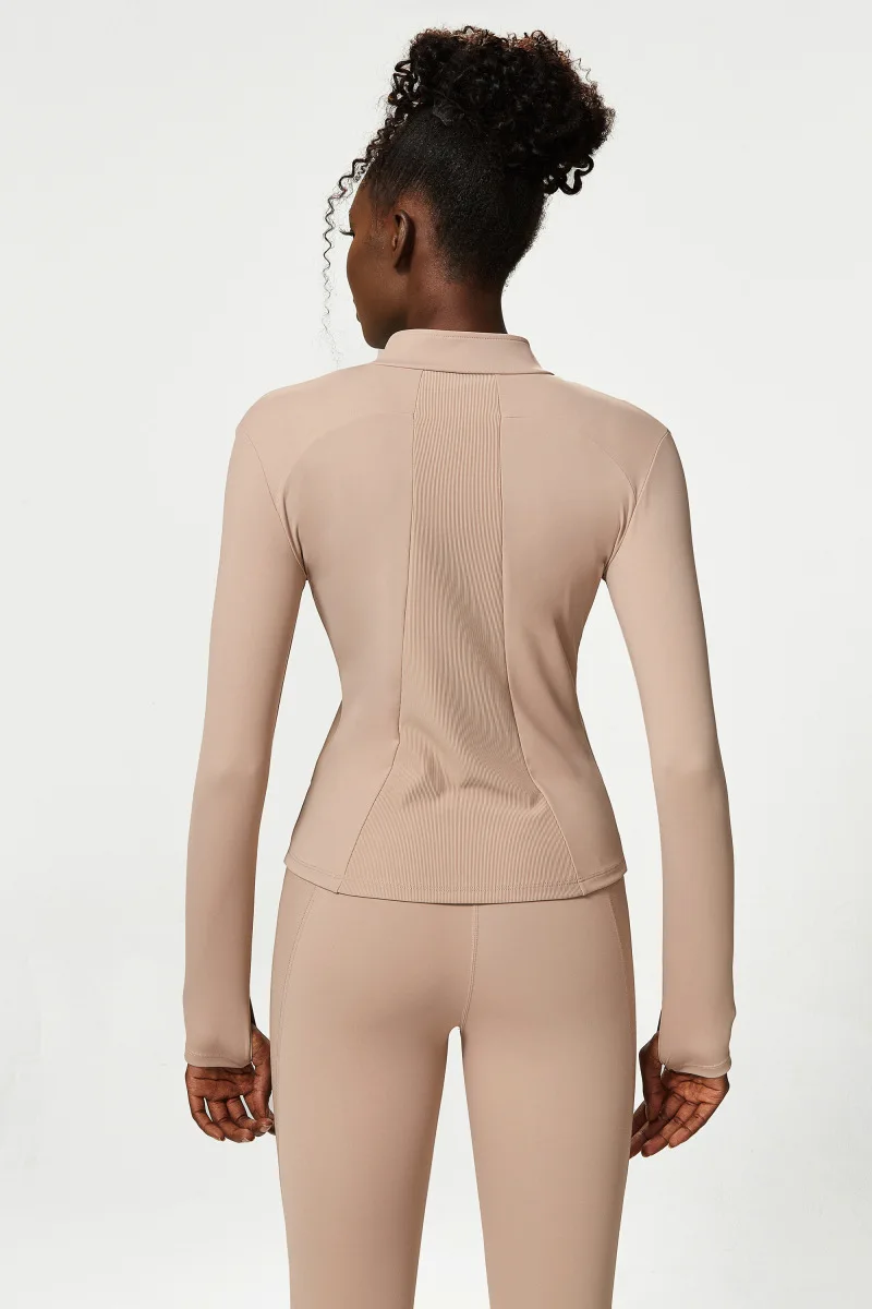 New Women Athletic Sports Shirt Close Fitting Long Sleeve Fitness Yoga Top With Thumb Holes Gym Jacket Female Running Coat