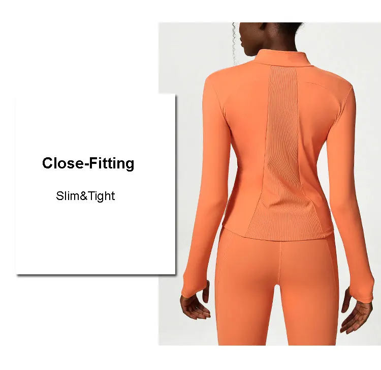 New Women Athletic Sports Shirt Close Fitting Long Sleeve Fitness Yoga Top With Thumb Holes Gym Jacket Female Running Coat