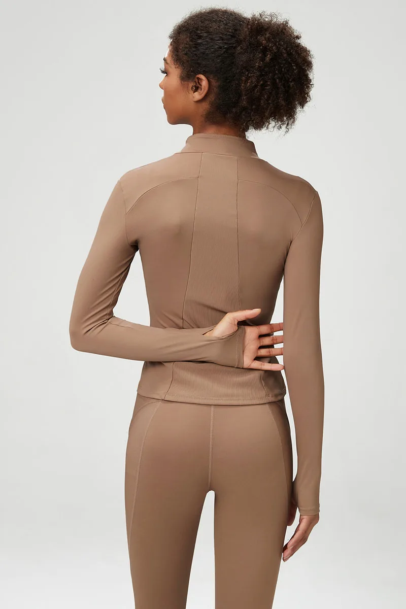 New Women Athletic Sports Shirt Close Fitting Long Sleeve Fitness Yoga Top With Thumb Holes Gym Jacket Female Running Coat