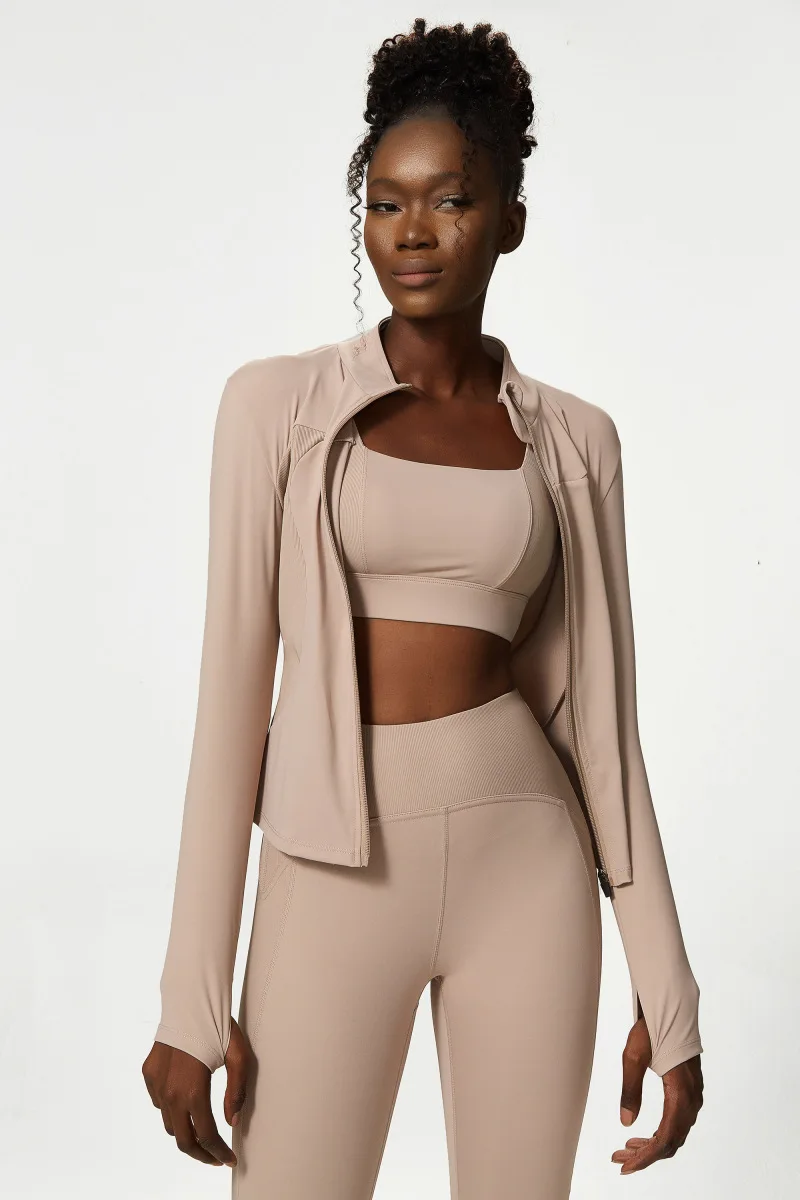 New Women Athletic Sports Shirt Close Fitting Long Sleeve Fitness Yoga Top With Thumb Holes Gym Jacket Female Running Coat