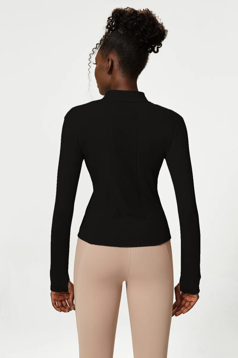 New Women Athletic Sports Shirt Close Fitting Long Sleeve Fitness Yoga Top With Thumb Holes Gym Jacket Female Running Coat