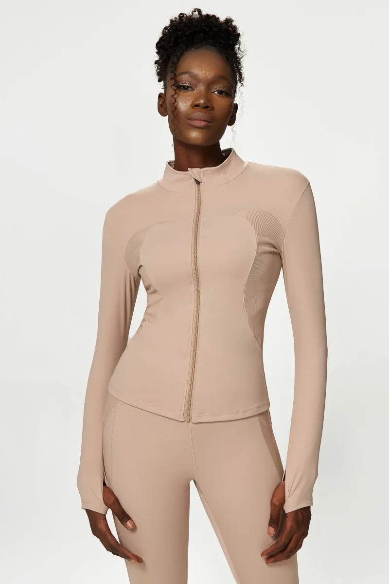New Women Athletic Sports Shirt Close Fitting Long Sleeve Fitness Yoga Top With Thumb Holes Gym Jacket Female Running Coat