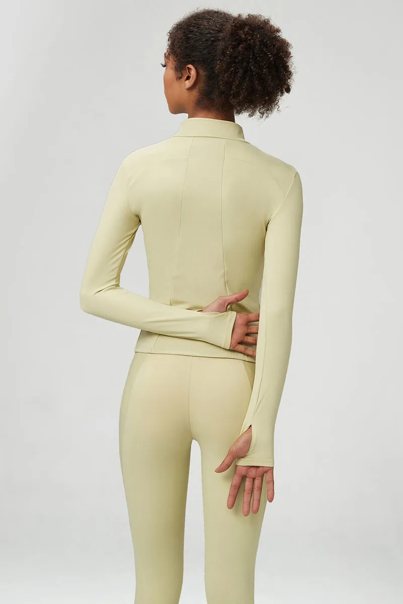 New Women Athletic Sports Shirt Close Fitting Long Sleeve Fitness Yoga Top With Thumb Holes Gym Jacket Female Running Coat