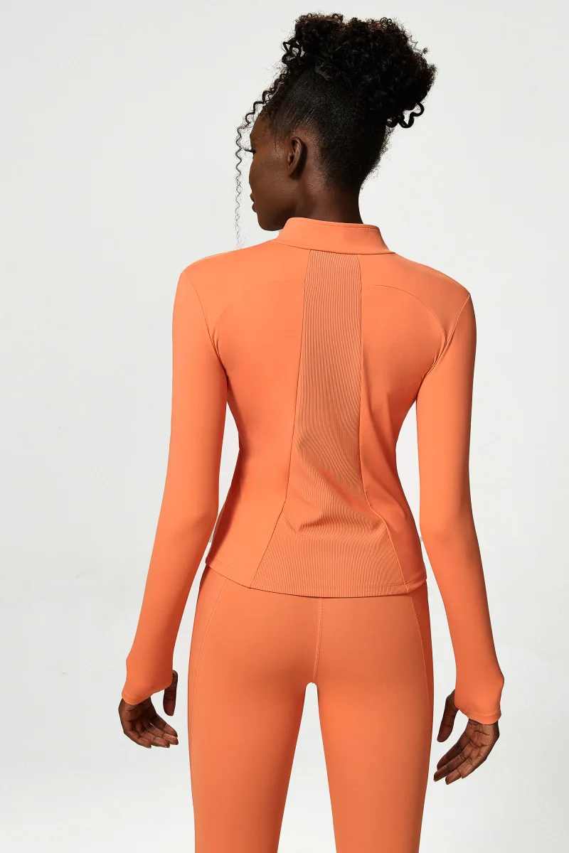 New Women Athletic Sports Shirt Close Fitting Long Sleeve Fitness Yoga Top With Thumb Holes Gym Jacket Female Running Coat