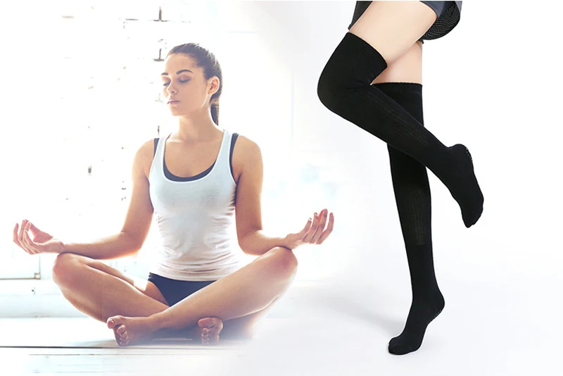 Long Tube Women Yoga Socks Fitness Anti-slip Cotton Pilates Ladies Dance Ballet Socks Warm Gym Sports Socks For Girls Women