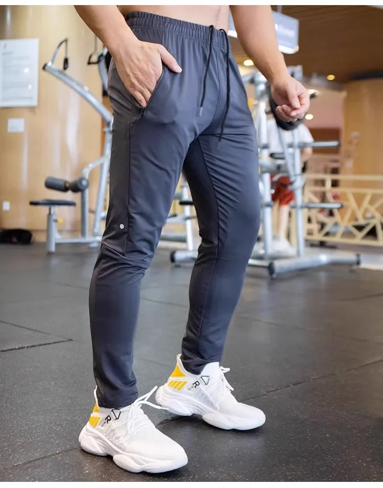 Autumn Pants Men Breathable Spandex Running Sport Training Gym Sportswear Elastic Quick Dry Outdoor Zip Pocket Sweatpants
