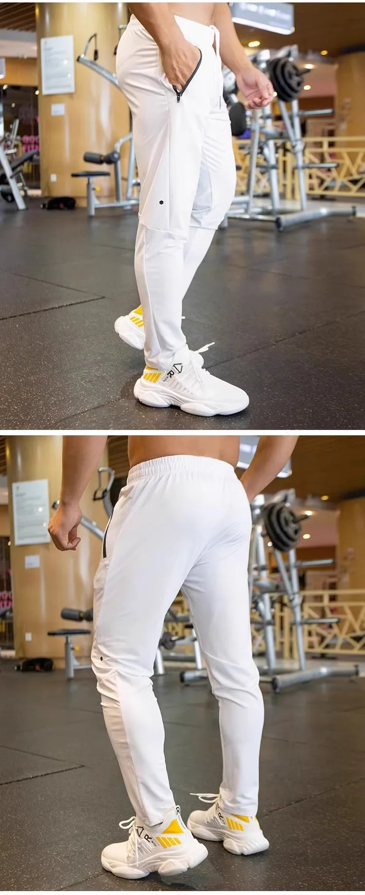 Autumn Pants Men Breathable Spandex Running Sport Training Gym Sportswear Elastic Quick Dry Outdoor Zip Pocket Sweatpants