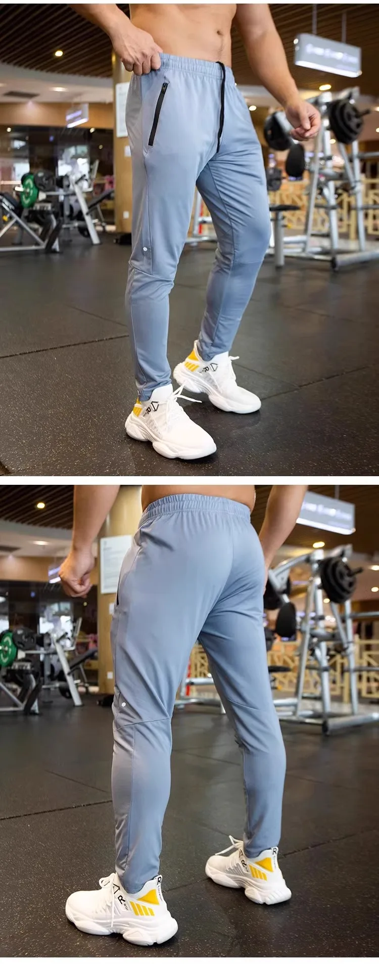 Autumn Pants Men Breathable Spandex Running Sport Training Gym Sportswear Elastic Quick Dry Outdoor Zip Pocket Sweatpants