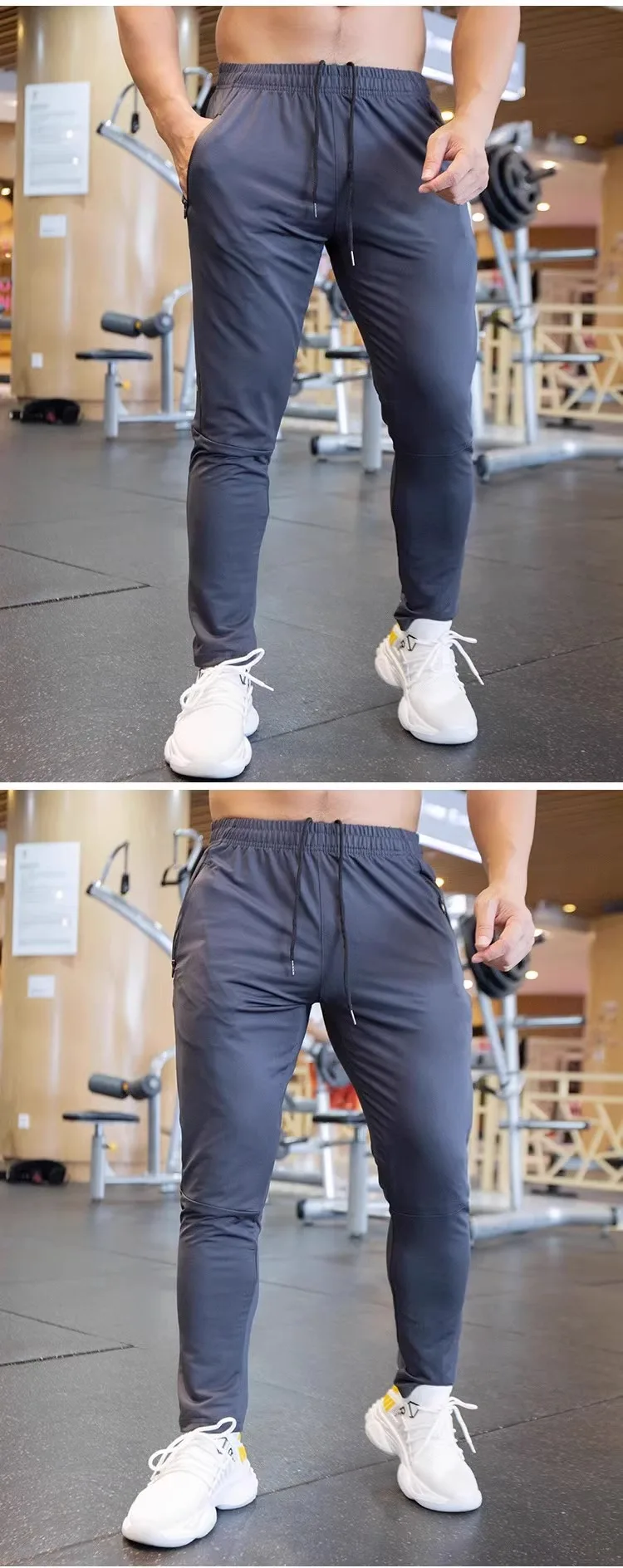 Autumn Pants Men Breathable Spandex Running Sport Training Gym Sportswear Elastic Quick Dry Outdoor Zip Pocket Sweatpants