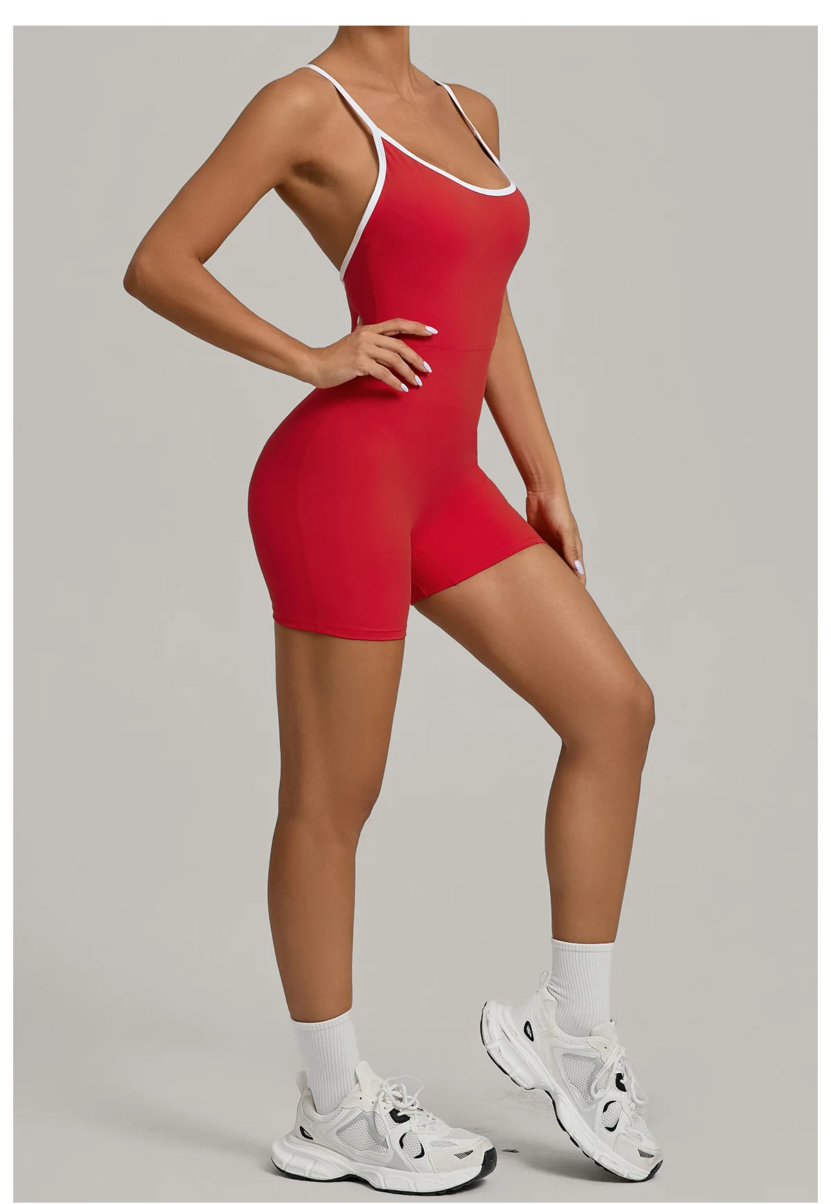 Summer Women's Sports Jumpsuit Shorts Cross Shoulder Straps Hip Lift Tight One-piece Yoga Set Outdoor Running Gym Fitness Suits