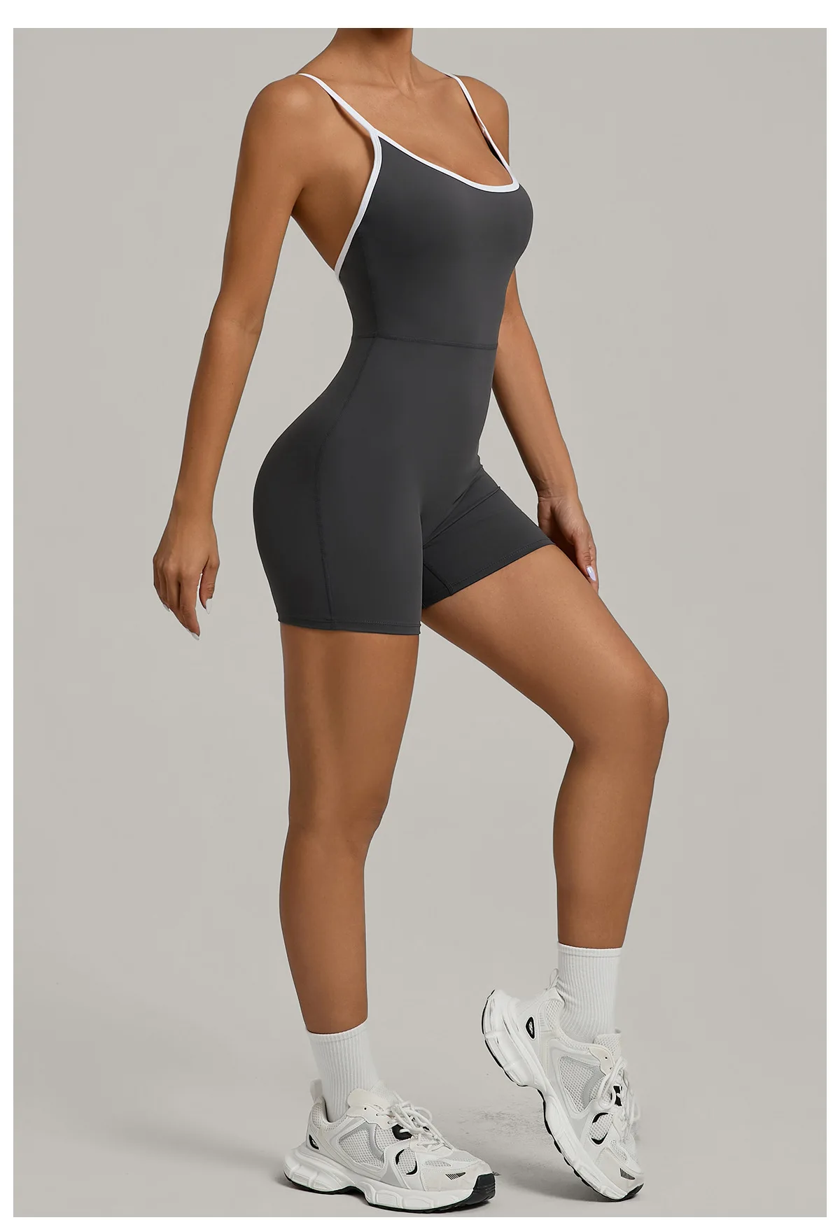 Summer Women's Sports Jumpsuit Shorts Cross Shoulder Straps Hip Lift Tight One-piece Yoga Set Outdoor Running Gym Fitness Suits