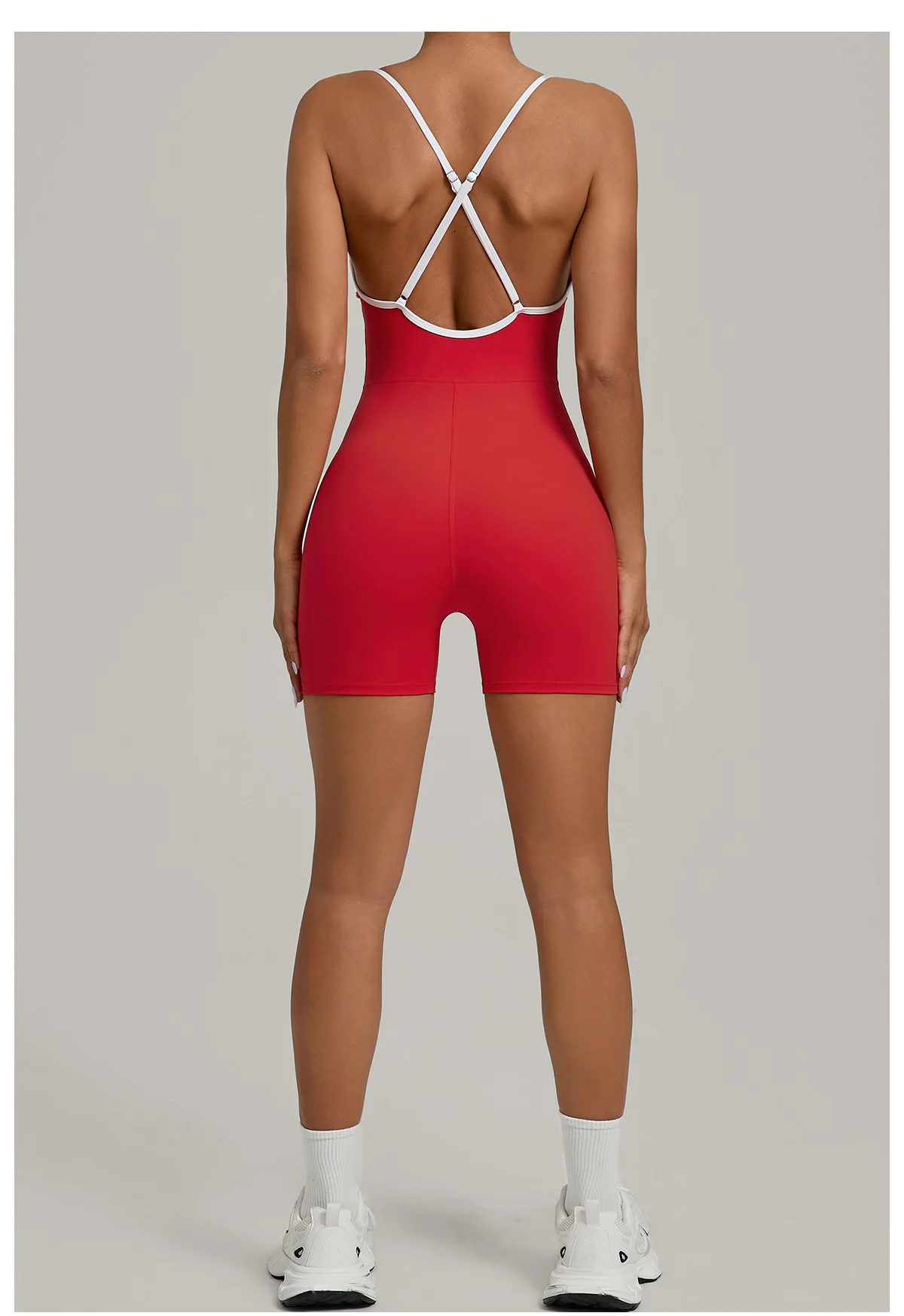 Summer Women's Sports Jumpsuit Shorts Cross Shoulder Straps Hip Lift Tight One-piece Yoga Set Outdoor Running Gym Fitness Suits