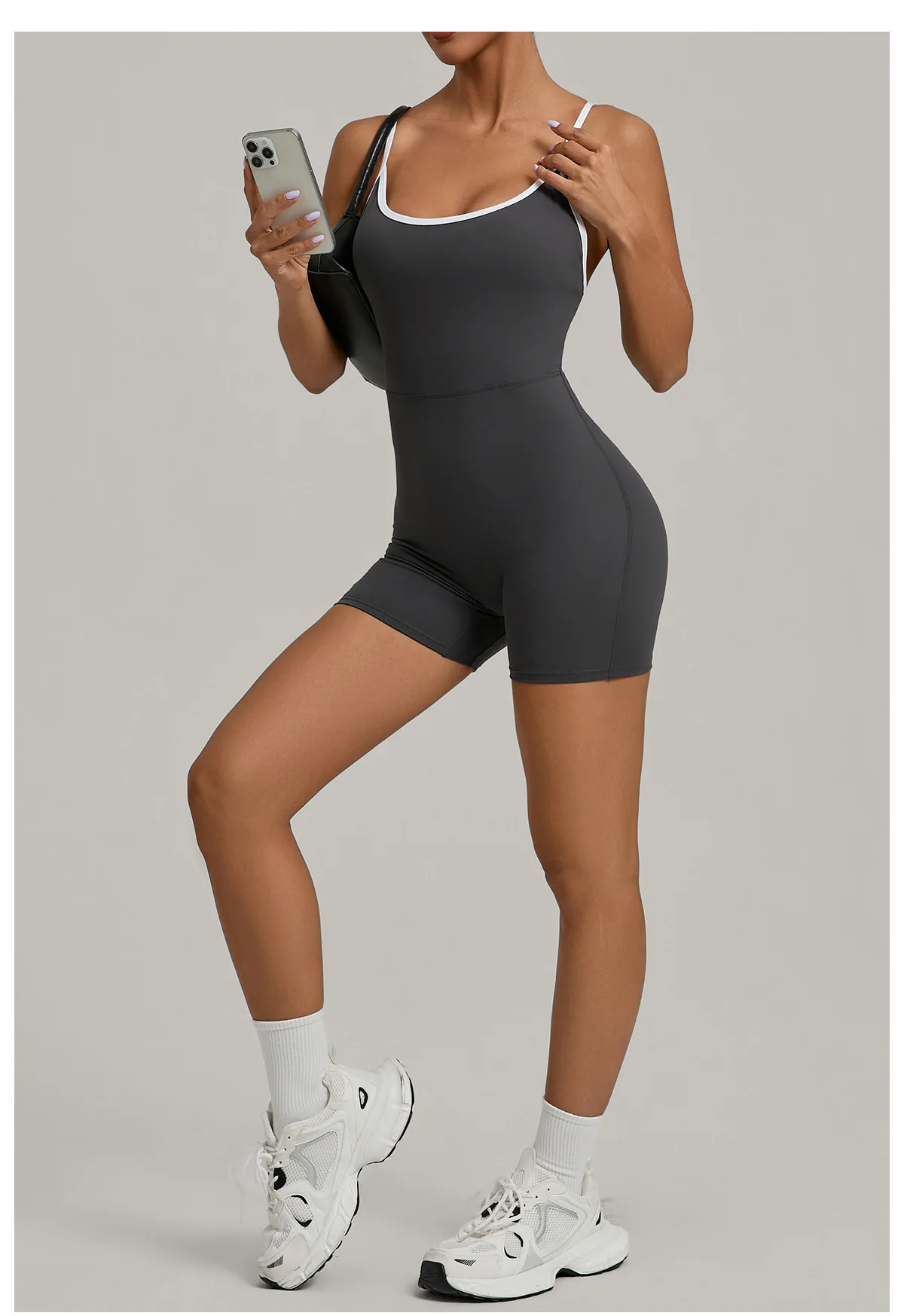 Summer Women's Sports Jumpsuit Shorts Cross Shoulder Straps Hip Lift Tight One-piece Yoga Set Outdoor Running Gym Fitness Suits