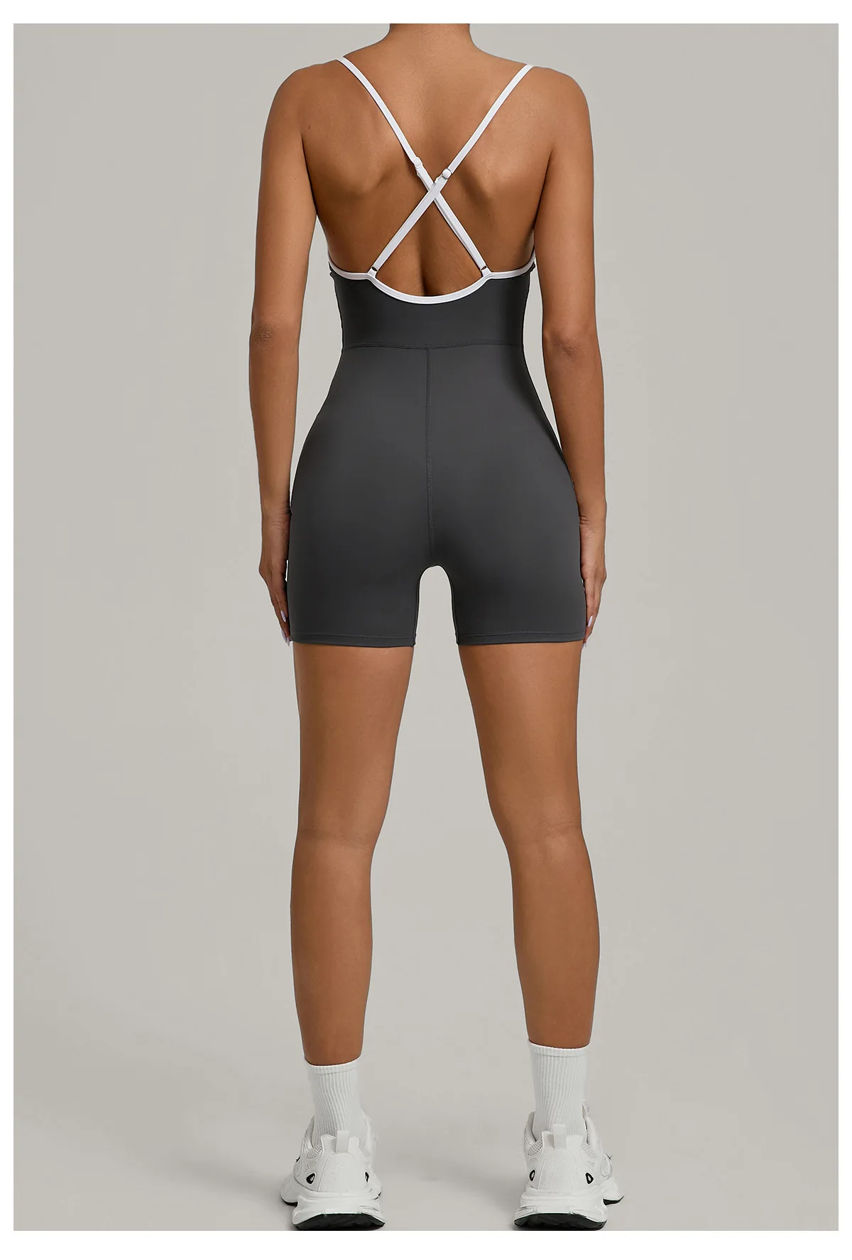Summer Women's Sports Jumpsuit Shorts Cross Shoulder Straps Hip Lift Tight One-piece Yoga Set Outdoor Running Gym Fitness Suits