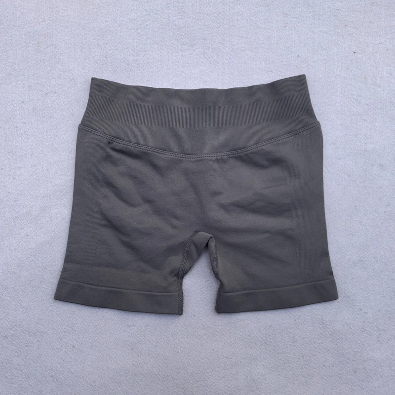 Gym Shorts Women Fitness Sports Biker Shorts 4.5" Low Ribbed Band Yoga Shorts Workout Scrunch Butt Seamless Leggings