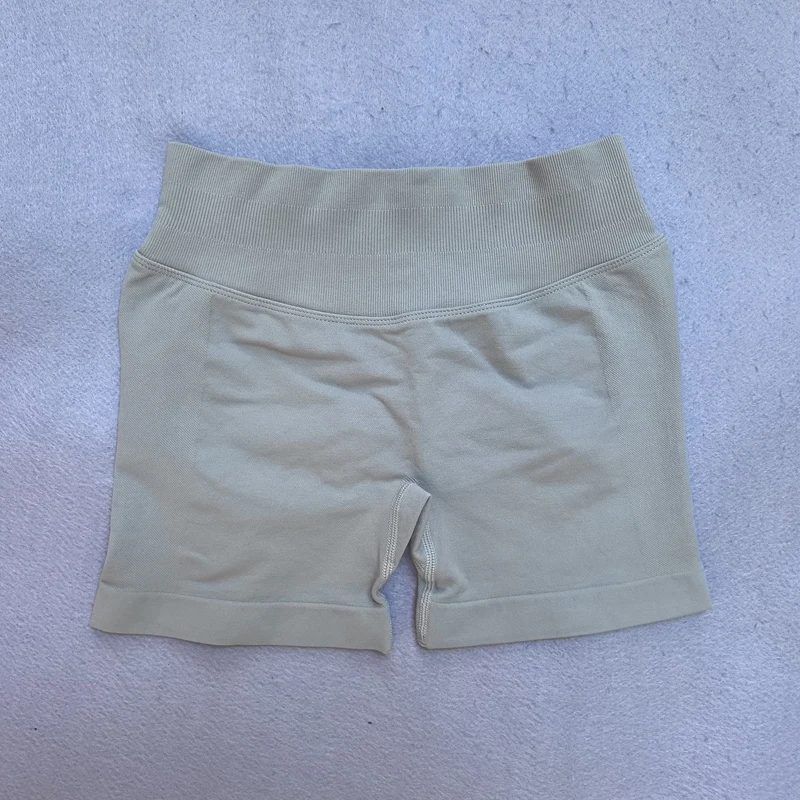Gym Shorts Women Fitness Sports Biker Shorts 4.5" Low Ribbed Band Yoga Shorts Workout Scrunch Butt Seamless Leggings