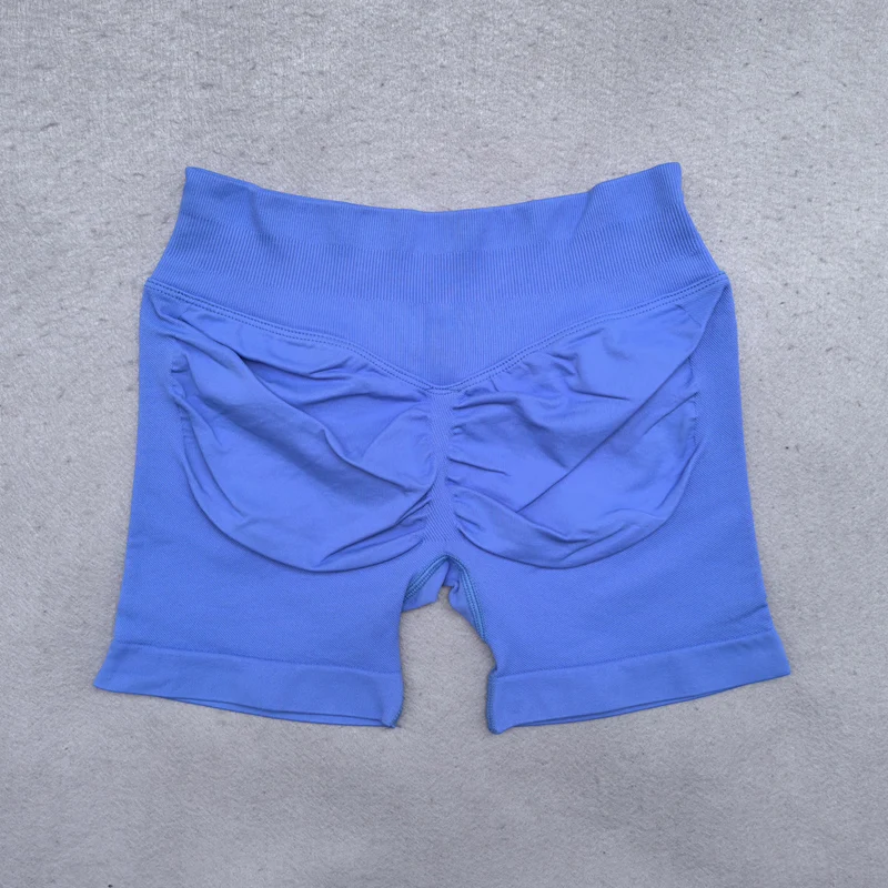 Gym Shorts Women Fitness Sports Biker Shorts 4.5" Low Ribbed Band Yoga Shorts Workout Scrunch Butt Seamless Leggings