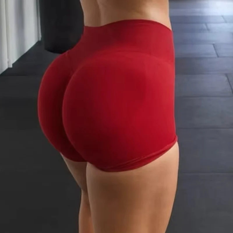 Gym Shorts Women Fitness Sports Biker Shorts 4.5" Low Ribbed Band Yoga Shorts Workout Scrunch Butt Seamless Leggings