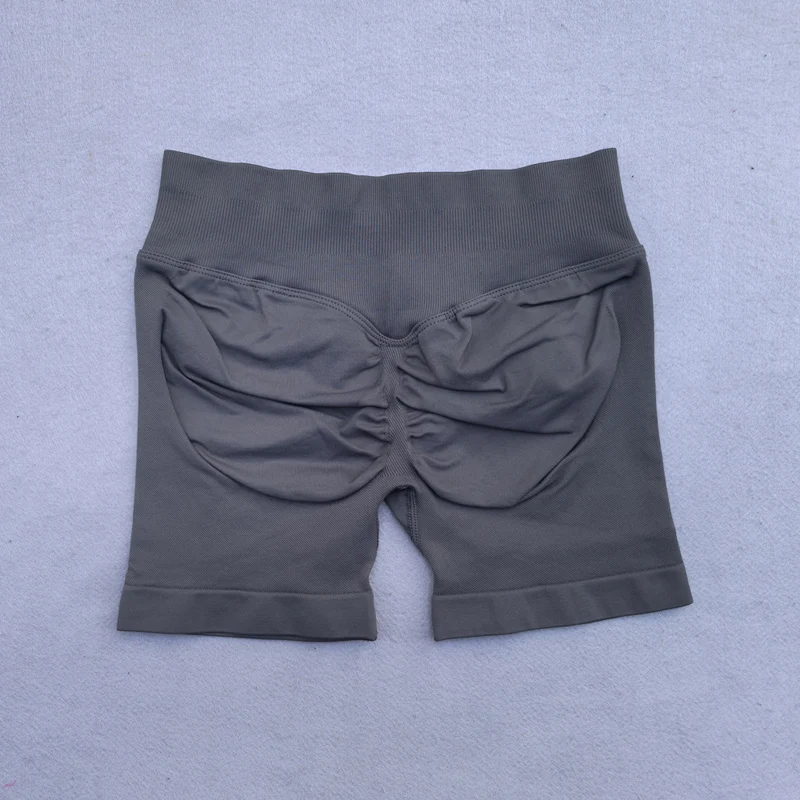 Gym Shorts Women Fitness Sports Biker Shorts 4.5" Low Ribbed Band Yoga Shorts Workout Scrunch Butt Seamless Leggings