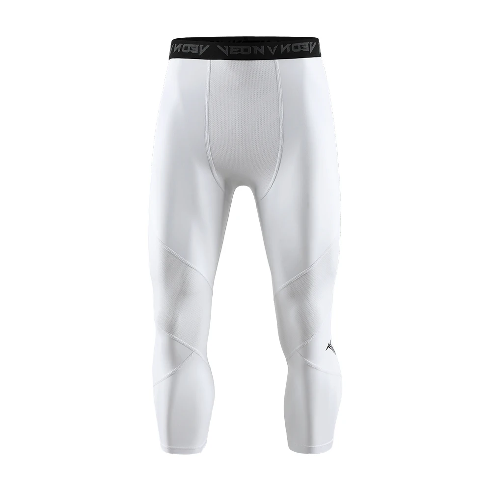 Soft 3/4 Compression Tights for Men Sportswear Quick Dry Training Leggings Gym Fitness Athletic Pants Sport Bottoms Running