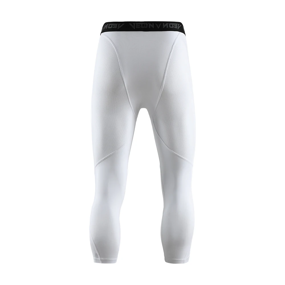 Soft 3/4 Compression Tights for Men Sportswear Quick Dry Training Leggings Gym Fitness Athletic Pants Sport Bottoms Running