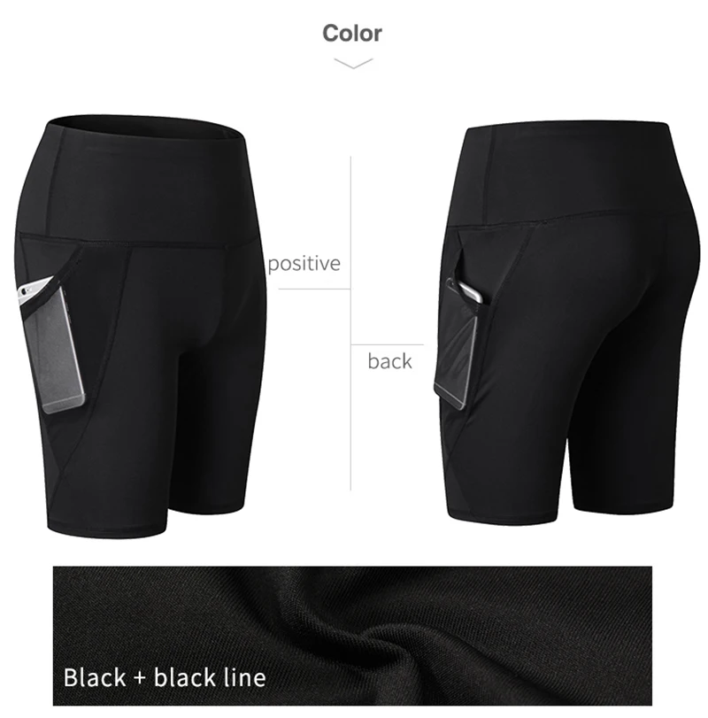 2023 Summer Gym Shorts Women High Waist Compression Quick Dry Yoga Shorts femme Fitness Running Push Up Shorts Pockets Design
